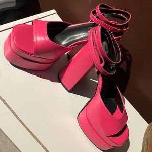 New Pink Chunky Double Platform Heel